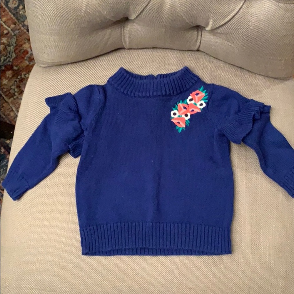 Janie and Jack blue floral embroidered sweater